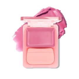 Erinde cheek, cheek balm, #02 cherry pink purple, with puff, cheek pink, cream, natural, water-light gloss, high color, three-dimensional, transparent, moisturizing, long lasting, blush, powder, natural look, long-lasting cream, moisturizing blood tone, 