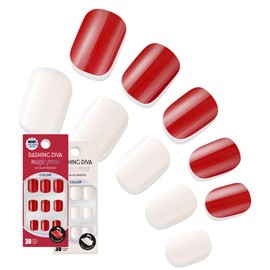 Dashing Diva Magic Press Nail Bundle - White Chocolate Cherries Collection| Short Square Press On Nails | Cherry Popsicle & Coconut Milk | Long Lasting Gel | Lasts Up to 7 Days | 2 Sets