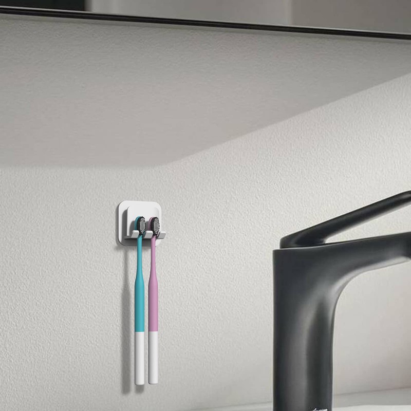 2 PCS Self-Adhesive Toothbrush Holders Wall Mounted, Water Proof Toothbrush