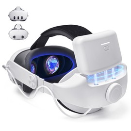 Head Strap with Battery for Quest 3/Quest 3S, 8000mAh Battery Pack Elite Strap Adjustable VR Headset Headstrap for Enhanced Comfort and Play Time