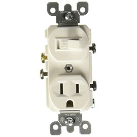 Leviton 15 Amp, 120 Volt, Duplex Style Combination Single Pole Switch/Receptacle, Grounding, 5225, White