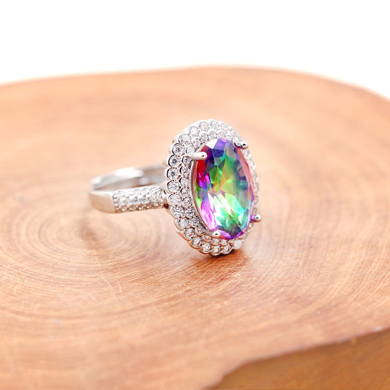 Uloveido Created Sapphire Blue Cubic Zirconia Wedding Rings for Women