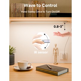 Joyzy 2 Pack Hand Wave Under Cabinet Lighting Plug in, 17'' Dimmable Under Counter Lights for Kitchen, Sink LED Light Indoor with 5 Color Temps, IR Sensor and Memory Function for Stove, Desk, Cabinets