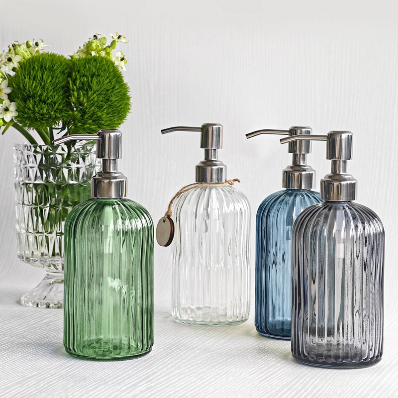 JASAI 18Oz Green Soap Dispenser with Rust Proof Pump, Refillable