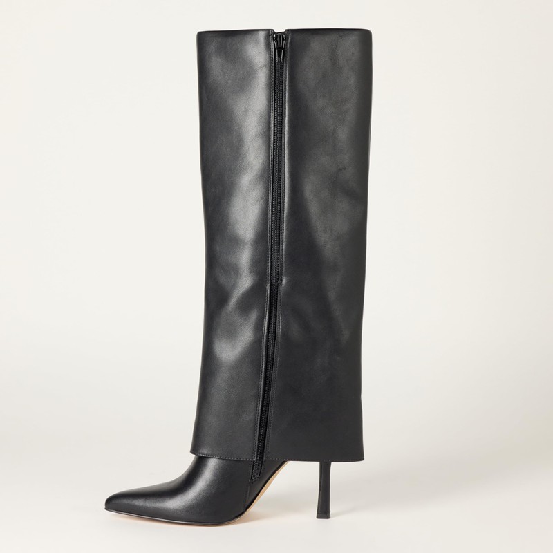 The Drop Women's Jolene Fold Over Tall Boot Black, 8.5