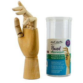 Mont Marte Mannequin Hand – Wooden Model Hand – Left Hand – 25,4 cm – Flexible Wooden Art Hand Manikin, Ideal as a Model for Drawing