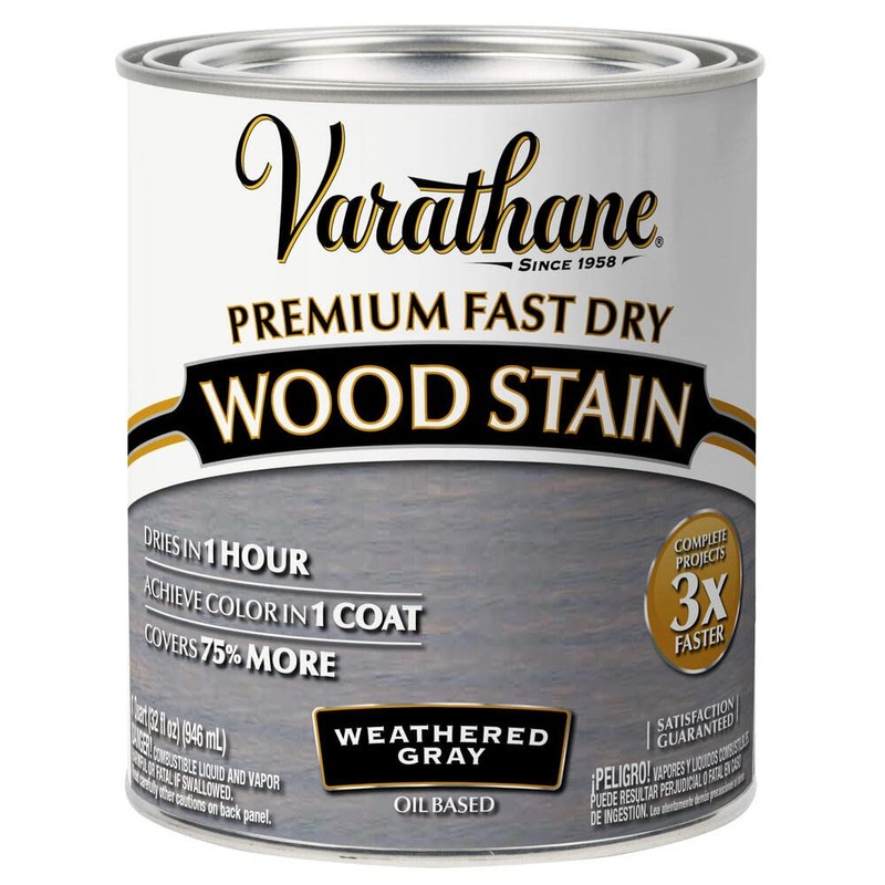Varathane Premium Fast Dry Wood Stain, Quart, Weathered Gray