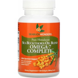 SeabuckWonders Organic Sea Buckthorn Oil, Omega-7 Complete Softgels, 120 Count, with Omega 3, 6 & 9, Supports Hair, Skin & Nail Health, 1000mg per Serving