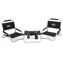 #WEJOY 2 Pack Beach Chairs and Table Set Folding Low Beach Chairs for Adults Lightweight Beach Chair with Carry Bag for Outdoor Beach Lawn Camping Picnic Blue Beach Chair & Table Set