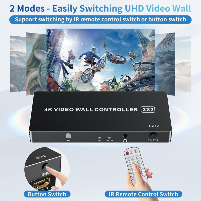 4K HDMI Video Wall Controller 2x2, LUKFOCAB Video Wall Processor
