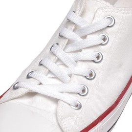 CCSOFTIME Premium Flat Shoelaces, Extremely Tear-Resistant, 8 mm Wide, for Trainers, Sports Shoes, Trainers, Chucks, Replacement Shoelaces for Women, Men, Children, 10 Colours, 11 Length, White