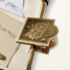 ANATTASOUL Travelers Notebook Clip Metal Flowers and Butterflies Book Bill Binder Clips Holder Alloy Antique Bronze Vintage Decorative for Travelers Art Journaling Reading