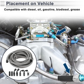 TUCKBOLD AN-6 Fuel Line Kit 20ft Vacuum Hose Automotive Fuel Hose Adapter 90 Degree Adapter 45 Degree Adapter 1 Set CPE Stainless Steel Braiding
