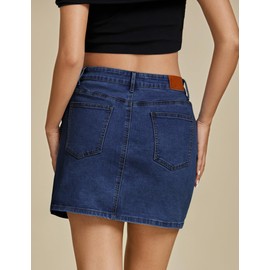 luvamia High Waisted Skirts for Women Skirt with Slit Slit Skirt for Women Women Skirts Country Concert Wear Slit Skirt High Waist Mini Denim Skirt Dark Blue X-Large Fits Size 16 / Size 18