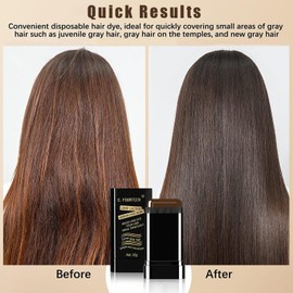Safe and Convenient Hair Color Stick, Portable Hair Dye Comb For Gray Hair Coverage, Quick Touch-Ups, Waterproof and Sweat-Proof Comb Hair Dye, 2 in 1 Instant Dye Stick for Women & Men (Brown)