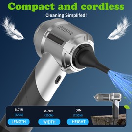 JPSTMVR Car Vacuum Cleaner, 18000PA Vacuum Portable Cordless, 4 in 1 Air Duster with LED Light and Multi-Nozzles, 120W High Power Rechargeable Foldable Vacuum Cleaner for Home, Office, Pet