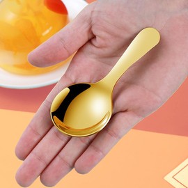 Stainless Steel Mini Spoons and Forks, Short Handle Flatware Cutlery Set for Salt Dessert Sugar Coffee Appetizers Party Restaurant Supply Silverware Set (Gold)