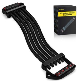 Utypee Chest Expander with 5 Adjustable Levels, 60 lbs to 300 lbs - Built-In Pedal, Honeycomb Grips, Reinforced Fabric Springs