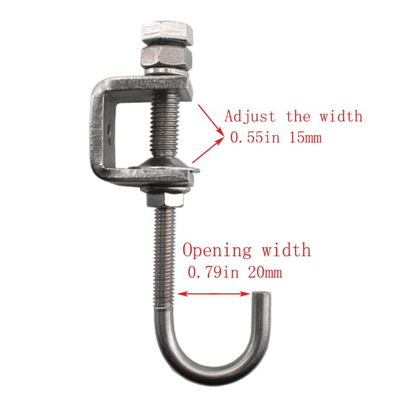 6Pcs I Beam Clamps with Hooks; C Clamp Hook Stainless