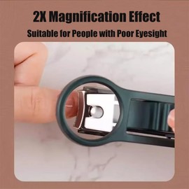 Amaezorx 2 Pcs Magnifying Glass Nail Clippers for Seniors & Elderly - 3X Magnifier Nail Cutter with Comfort Grip, Easy-to-Use Nail Clipper for Thick Nails & Low Vision
