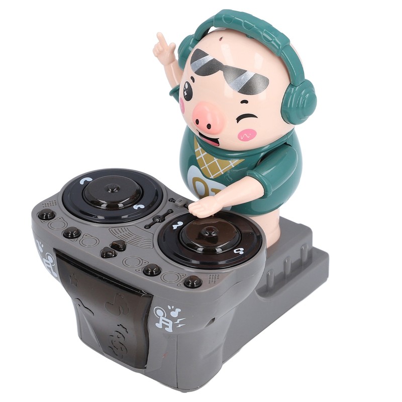 Electronic Dancing Piglet Toy DJ Style Automatic Rotating Disc Light