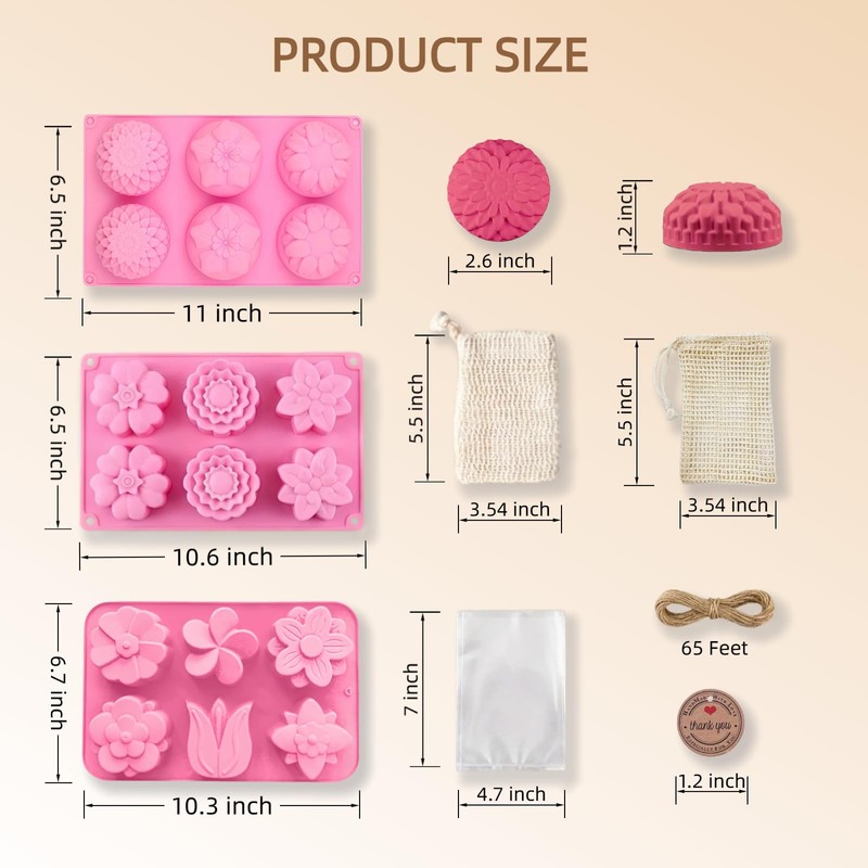 Sharmila 104-Piece Soap Making Kit with 3 Silicone Molds &