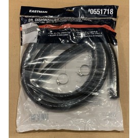 Eastman 6ft Dishwasher Discharge Drain Hose Reinforced Rubber 7/8" ID w/2 Clamps