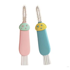 3 in 1 Cup Lid Gap Cleaning Brush Multifunctional Bottle Cleaning Brush for Water Bottle Cup Lid Gap for Gaps of Various Containers (Blue Pink(Mushroom))