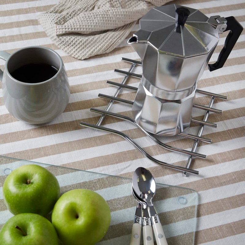 APOLLO 6121 20cm Chrome Wave Trivet, Stainless Steel, Silver, 20x1x20