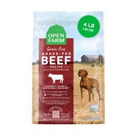 Open Farm, Grain-Free Dry Dog Food, Complete & Balanced Kibble, Sustainably & Ethically Sourced Ingredients, Non-GMO Veggies & Superfoods to Support Overall Health, Grass-Fed Beef Recipe, 4lb Bag