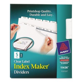 Avery Index Maker Clear Label Punched Dividers with White Tabs