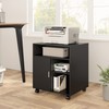FITUEYES Printer Stand with Storage Adjustable Shelves, Wood Mobile Cart