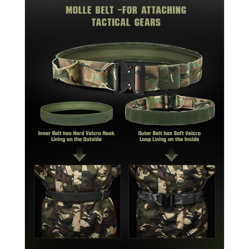 MOVEMINGLE Tactical Belt for Men, Gun Belt Tactical 1.9" with