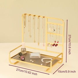 Xenon 氙 Jewelry Organizers Storage Stand Necklace Bracelet Earring Holder Box Tray jewelry display room decor,Metal,Goden