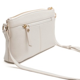 Lazarotti Bologna Women's Leather Shoulder Bag, Adjustable Shoulder Strap, Medium Crossbody Bag, Shoulder Bag, 24 cm, cream