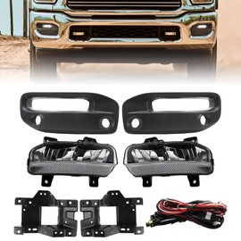 CNYGO LED Fog Light Compatible with 2019 2020 2021 2022 Dodge Ram 2500 3500, Front Bumper Fog Lights Assembly with Lamp Bracket Wires Switch