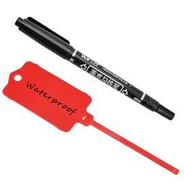 Plastic Shipping Tags Waterproof Labels Security Tamper Seals Writable Hanging Tag Sealing Strap with Marker Pen for Keys, Bag, Luggage, Shop, Logistic(200pcs,Red)