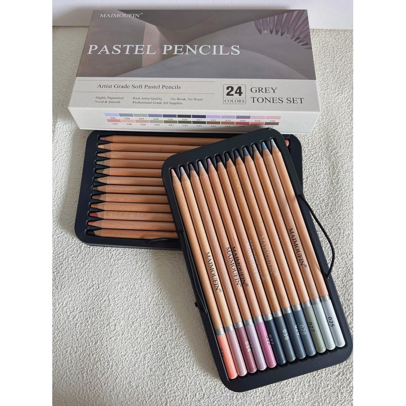 MAIMOUFIN Soft Pastel Pencils 24 Colors Grey Tone Drawing Pencil