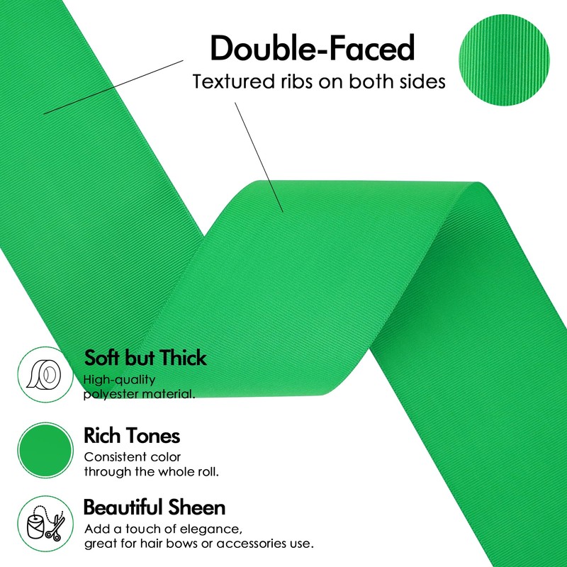 MEEDEE Emerald Green Grosgrain Ribbon 3 Inch Wide 10 Yards