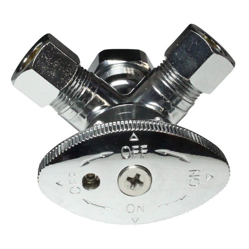 Dual Compression Outlet Angle Stop Valve, Plumbing Fitting, Quarter Turn,