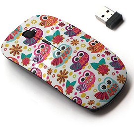 2.4G Wireless Mouse with Cute Pattern Design for All Laptops and Desktops with Nano Receiver - Cute owl Floral