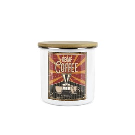Purely Home Retro 1950s Style Decaf Coffee Canister - White Metal Enamel Kitchen Medium Sized Food Storage Container