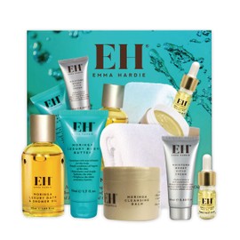 Emma Hardie 5pcs Amazing Travel Kit 30ml Moringa Cleansing Balm, 50ml Moringa Luxury Bath & Shower oil, 50ml Moringa Luxury Body Butter, 20ml Moisture Boost Vit C Cream, 5ml Brilliance Facial Oil
