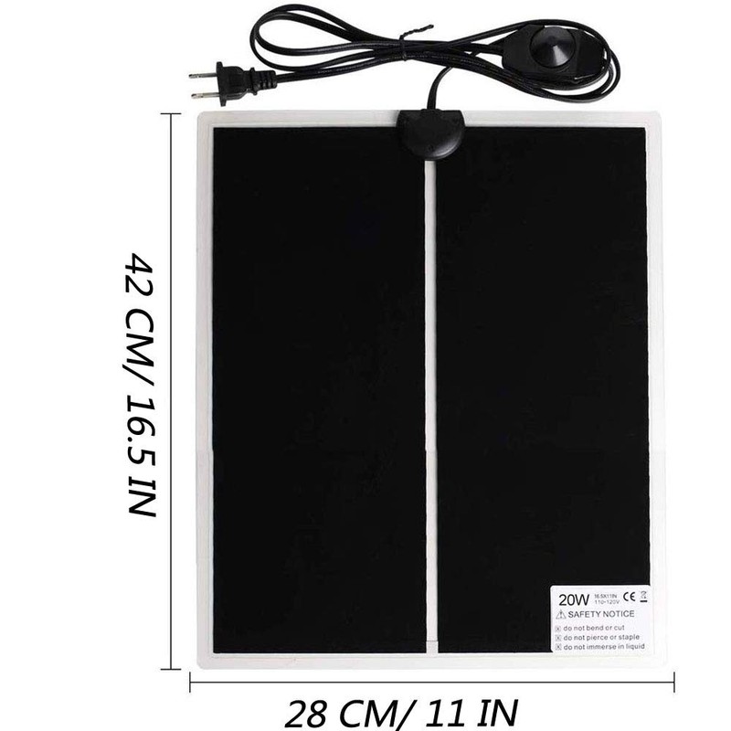 PeSandy Reptile Heating Pad with Temperature Adjustment, 110V Non-Adhesive Heat