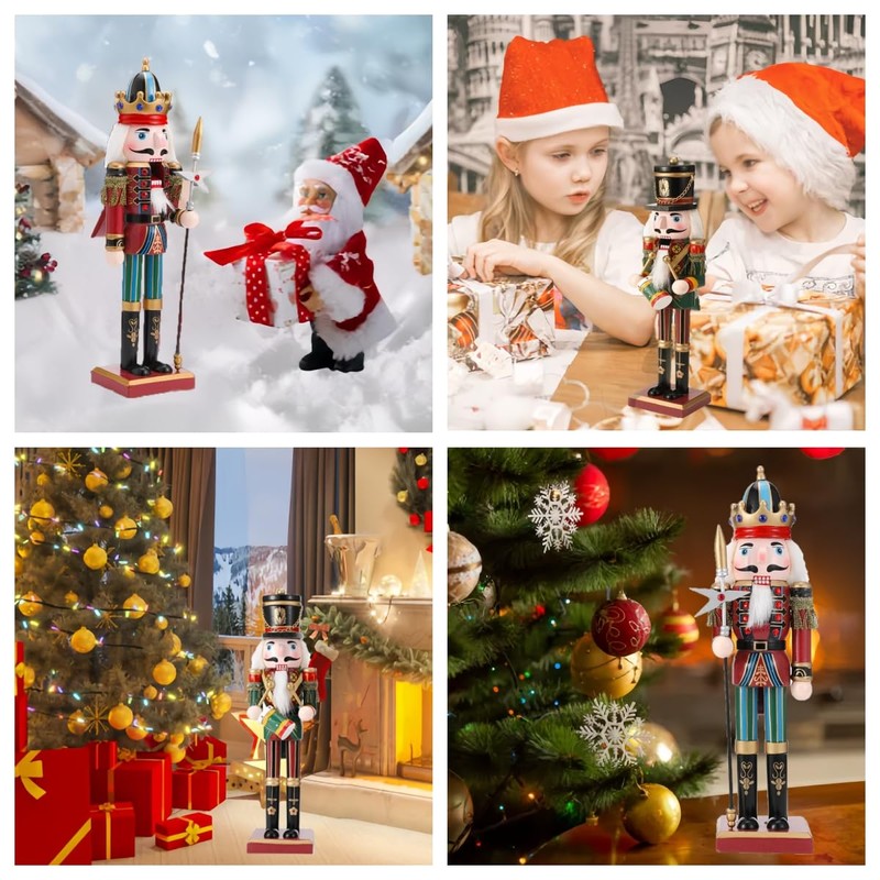 Christmas Nutcracker Soldier, 30 cm Wooden Nutcracker Christmas Decorations for