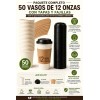 50 Vasos Desechables 12oz Para Café Kit Con Tapas Y