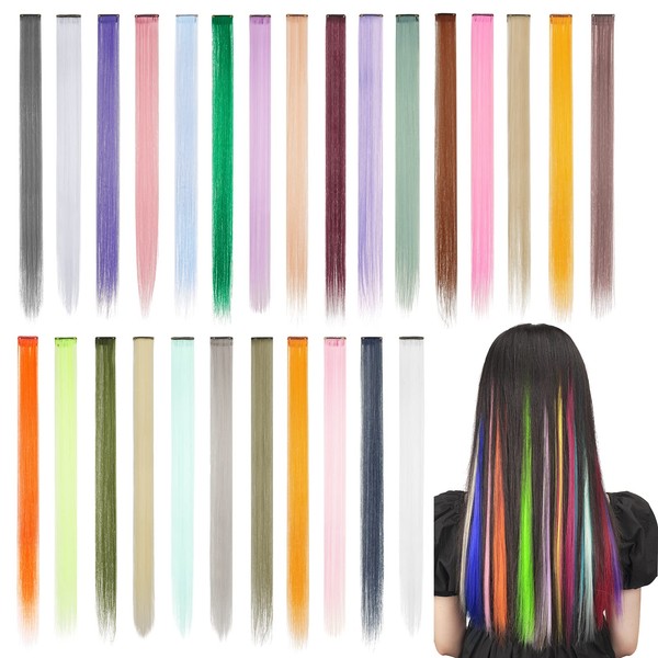 Hawkko Extensions One Touch Extensions Color Extensions Hair Extensions Point Wigs Mesh Long Straight Hair Extensions Clip Included, Set of 6, Solid Color (White Cream #)