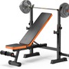 Fostoy 770lbs Weight Bench Set with Squat Rack, 5 in