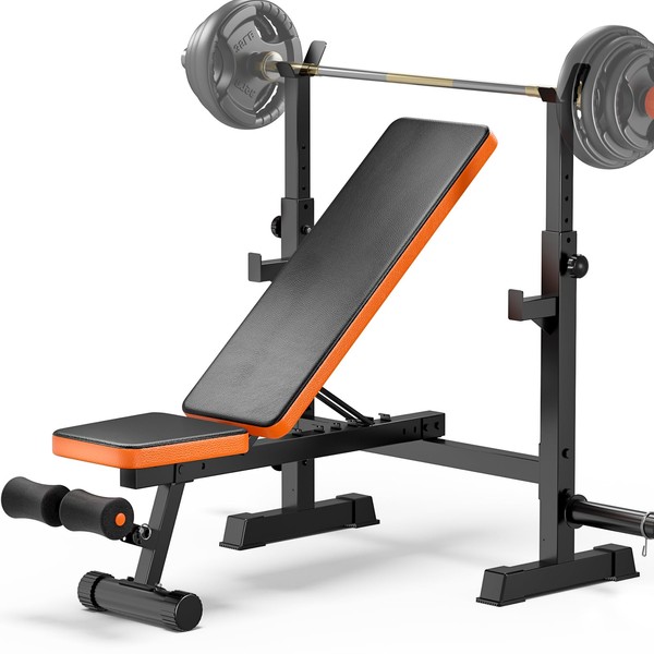 Fostoy 770lbs Weight Bench Set with Squat Rack, 5 in