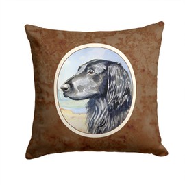 Caroline's Treasures 7064PW1414 Flat Coated Retriever Fabric Decorative Pillow Machine Washable, Indoor Outdoor Decorative Pillow for Couch, Bed or Patio, 14Hx14W
